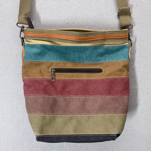 Snug Star Crossbody Bag Canvas Striped Boho Bucket - Picture 1 of 14